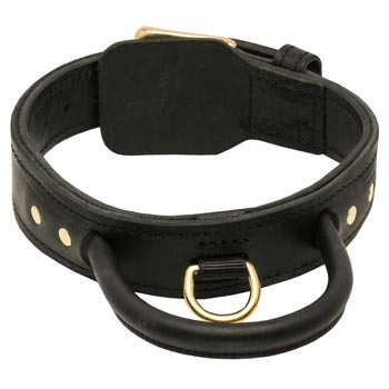 Leather Dog Collar with Handle for Doberman