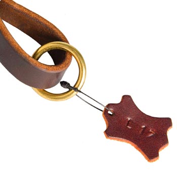 Leather Pull Tab for Doberman with O-ring for Leash Attachment