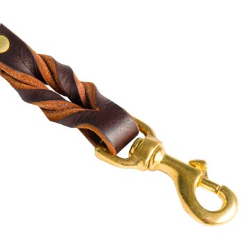 Doberman Short Leather Pull Tab with Rust-proof Snap Hook